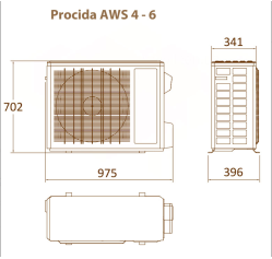 Зовнішній блок теплового насосу (спліт) Fondital PROCIDA AWS 6 (O) для IWU або ITU 220 В