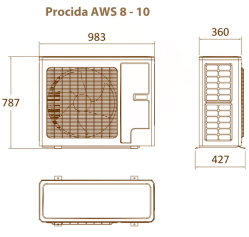 PROCIDA AWS 8 (O) Зовнішній блок теплового насосу (спліт) для внутрішнього блоку IWU або ITU 8 кВт 220 В/ 50 Гц R32 FONDITAL