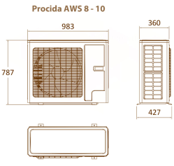 FONDITAL PROCIDA AWS 8 (O) Зовнішній блок теплового насосу (спліт) для внутрішнього блоку IWU або ITU 8 кВт 220 В/ 50 Гц R32 FONDITAL