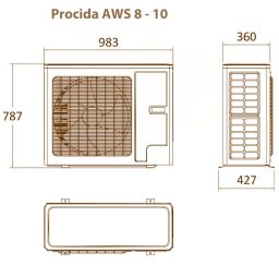 FONDITAL PROCIDA AWS 8 (O) Зовнішній блок теплового насосу (спліт) для внутрішнього блоку IWU або ITU 8 кВт 220 В/ 50 Гц R32 FONDITAL