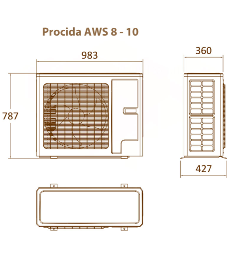 FONDITAL PROCIDA AWS 8 (O) Зовнішній блок теплового насосу (спліт) для внутрішнього блоку IWU або ITU 8 кВт 220 В/ 50 Гц R32 FONDITAL