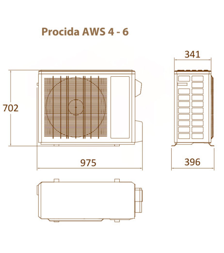 PROCIDA AWS 6 (O) Зовнішній блок теплового насосу (спліт) для внутрішнього блоку IWU або ITU 6 кВт 220 В/ 50 Гц R32 FONDITAL