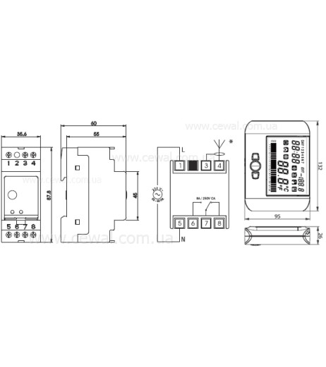 Цифровий бездротовий хронотермостат тижневий MITHOS RF 0÷50°C 8A/250V Cewal S.p.A.