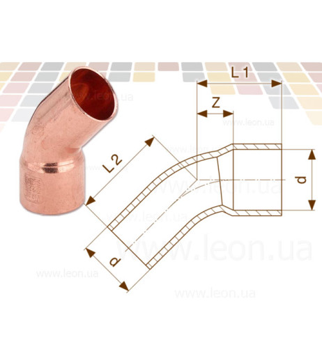 Коліно Ø35 (мідь) 1 муфта 45° (104955) Viega GmbH
