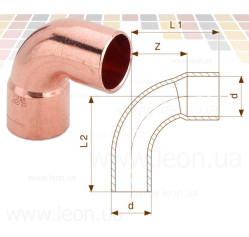 Коліно Ø10 (мідь) 1 муфта 90° (108700) Viega GmbH