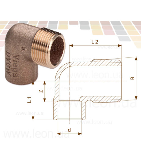 Коліно Ø22 х 1″ З (бронза) (144067) Viega GmbH