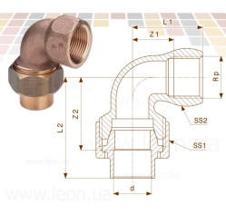 Збірка кутова Ø18 х 1/2″ В (бронза) (119461) Viega GmbH