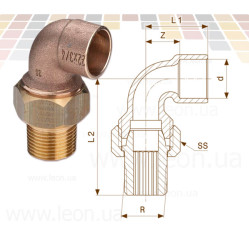 Збірка кутова Ø15 х 1/2″ З (бронза) (103859) Viega GmbH