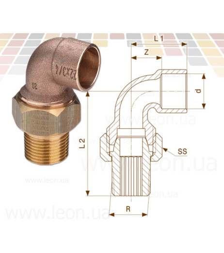 Збірка кутова Ø22 х 3/4″ З (бронза) (114909) Viega GmbH