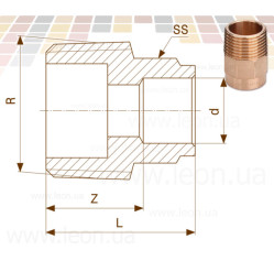 Ніпель Ø42 х 1 1/2″ З (бронза) (106638) Viega GmbH