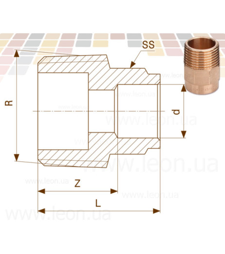 Ніпель Ø35 х 1 1/4″ З (бронза) (102661) Viega GmbH