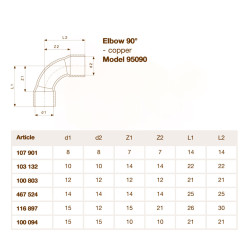 Коліно Ø10 (мідь) 2 муфти 90° (103132) Viega GmbH