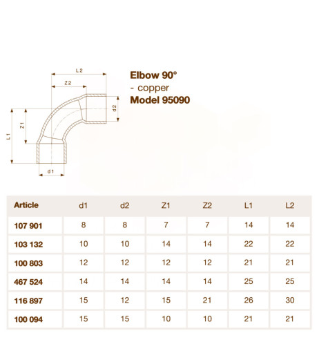 Коліно Ø76,1 (мідь) 2 муфти 90° (594428) Viega GmbH