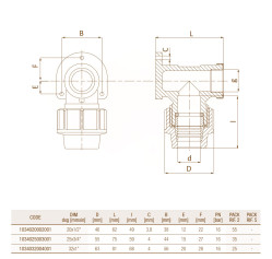 UNIDELTA Коліно настінне Ø20 x 1/2″ В PN16 PP-B (УФ захист)