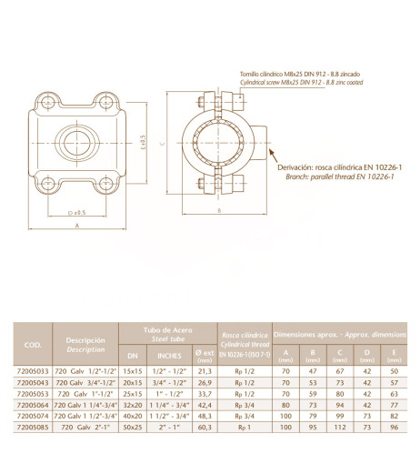 Хомут-врізка затискний оцинкований (білий чавун) Ø1″ х 1/2″ Atusa