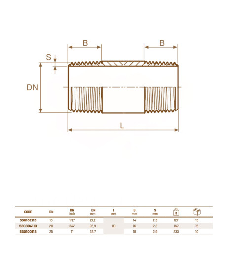 Ніпель оцинкований Ø3/4″ 110 мм RM (Італія)