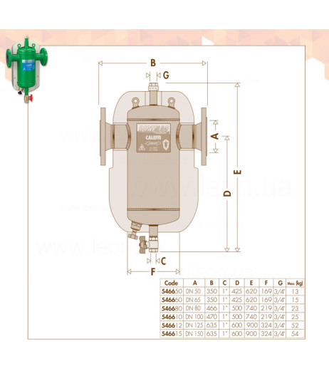 Фланцевий дешламатор з магнітом в ізоляції DIRTMAG® DN80 0÷100°C 10 bar 5 μm CALEFFI