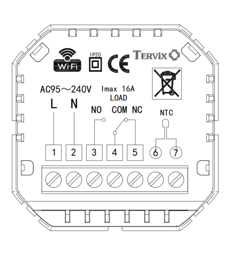 Термостат з ZigBee управлінням Tervix Pro Line для водяної/електричної теплої підлоги