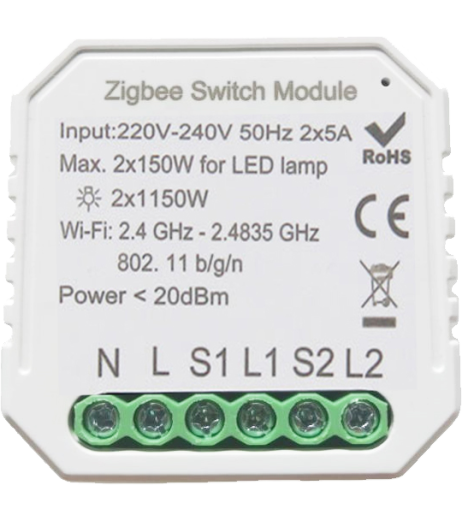 Розумний вимикач Tervix Pro Line ZigBee Switch (2 клавіші)