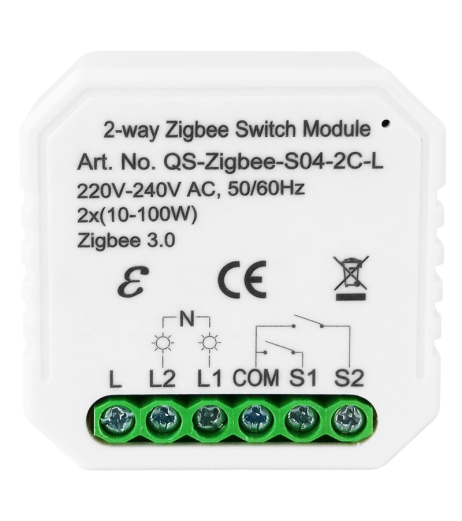 Розумний вимикач Tervix Pro Line ZigBee Switch (2 клавіші), без нуля