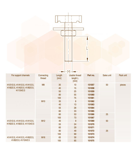 MPR-Монтажний болт М10 х 55 mm 41 х 21 - 124 х 2.2 - 2.5 оцинкований MÜPRO GmbH