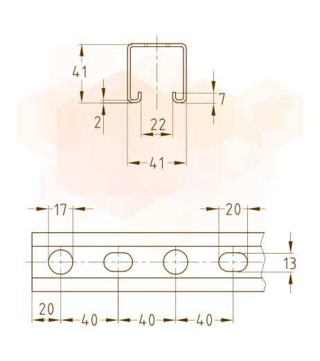 MPR-Профіль монтажний 41 х 41 х 2,0 mm L=6000 mm гаряче цинкування MÜPRO GmbH