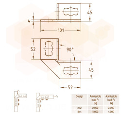 MPR-Кутове кріплення двопрофільне 90° S+ 2+2 гаряче цинкування 41 х 21-41 х 124 MÜPRO GmbH