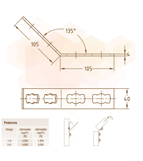 MPR-Кутове кріплення 135° S+ 2+2 оцинковане 41 х 21-41 х 124 MÜPRO GmbH