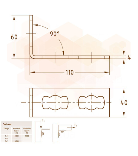 MPR-Кутове кріплення 90° S+ 1+2 оцинковане 41 х 21-41 х 124 MÜPRO GmbH