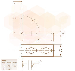 MPR-Кутове кріплення 90° S+ 2+2 гаряче цинкування 41 х 21-41 х 124 MÜPRO GmbH