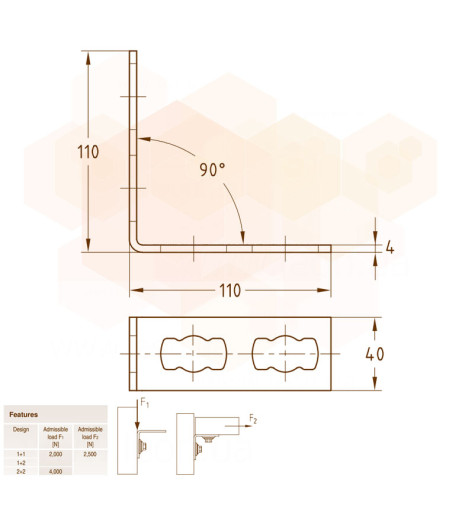 MPR-Кутове кріплення 90° S+ 2+2 оцинковане 41 х 21-41 х 124 MÜPRO GmbH