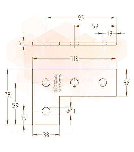 MPCхMPR-Г-подібна пластина 38 х 24 - 40 х 120, 41 х 21 - 41 х 124 оцинкована MÜPRO GmbH