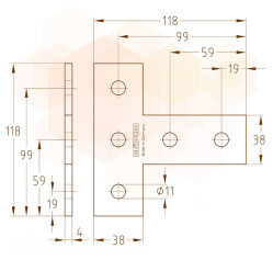 MPCхMPR-Т-подібна пластина 38 х 24 - 40 х 120, 41 х 21 - 41 х 124 оцинкована MÜPRO GmbH