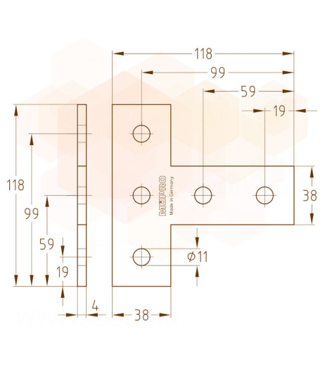 MPCхMPR-Т-подібна пластина 38 х 24 - 40 х 120, 41 х 21 - 41 х 124 оцинкована MÜPRO GmbH