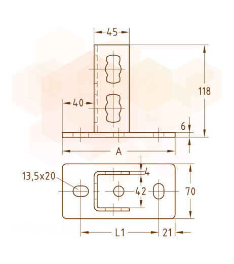 MPR-Стіновий тримач S+ оцинкований 41 х 21-41 х 124 MÜPRO GmbH