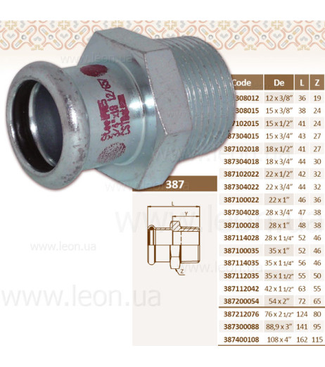 Перехідник сталевий Ø22 х 1″ З оцинкований (опалення) STEELPRES® RM