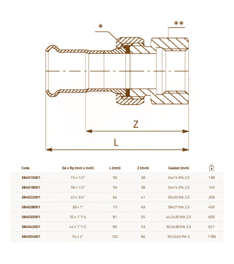 Збірка сталева Ø22 х 3/4″ В оцинкована (опалення) STEELPRES® RM