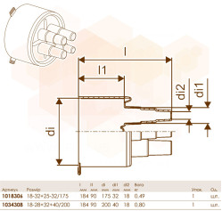 Гумовий кінцевик QUATTRO (175) Ø25+32/25+32/25+28+32/22+25+32 Uponor GmbH