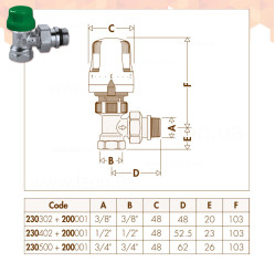 Динамічний термостатичний клапан DYNAMICAL® Ø1/2″ кутовий 10 bar 5÷95 °C Caleffi S.p.a.