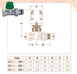 Динамічний термостатичний клапан DYNAMICAL® 1/2″ прямий 10 bar 5÷95 °C Caleffi S.p.a.
