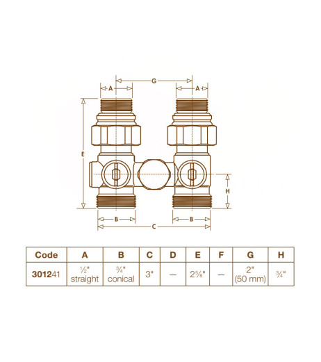 Кран нижнього підключення сталевого радіатора Ø1/2″ x 3/4″ прямий 50% Caleffi S.p.a.