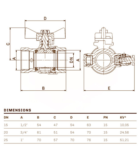 Кран кульовий з повітровідвідником TAMIGI Ø1/2″ ВВ PN15 –10°C/+95°C ″метелик″ Idrosanitaria Bonomi