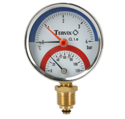 термоманометр Tervix Pro Line 80/0-10 бар, 0-120 С, радіальний, з монтажним клапаном R1/2"