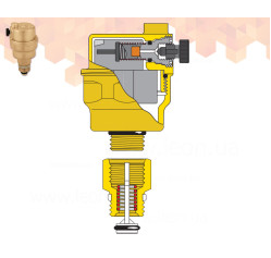 Повітровідвідник ROBOCAL авт. вертикальний + клапан Ø1/2″ З 110°C 10 bar Caleffi S.p.a