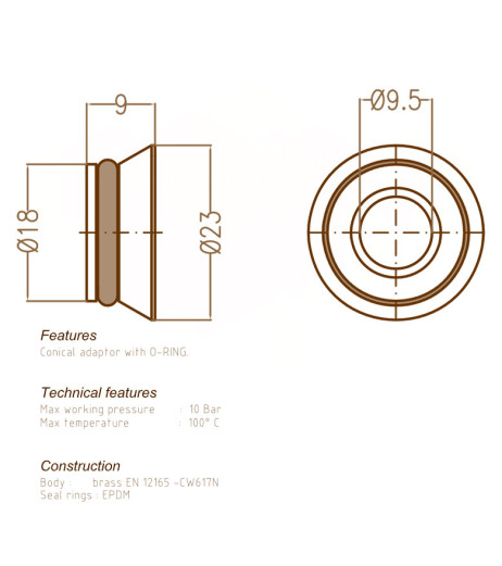 Конусна вставка G 3/4″ (адаптер євроконус) Carlo Poletti Srl