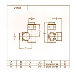 Кран відсікаючий трьохосьовий БІЛИЙ Ø1/2″x3/4″ DX (правий) COMBI CORNER (підкл. тену) Carlo Poletti Srl