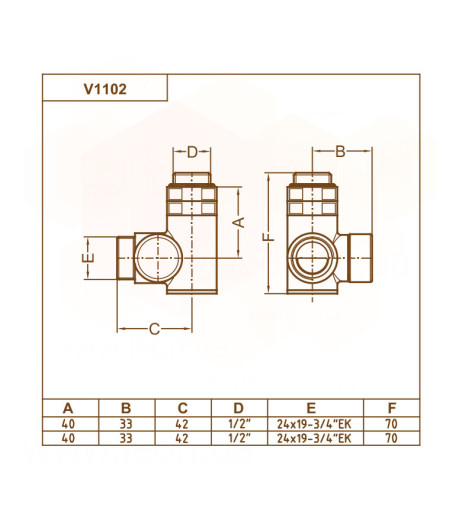 Кран відсікаючий трьохосьовий БІЛИЙ Ø1/2″x3/4″ DX (правий) COMBI CORNER (підкл. тену) Carlo Poletti Srl