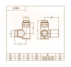 Кран-термостат трьохосьовий БІЛИЙ Ø1/2″x3/4″ DX (правий) COMBI CORNER (підкл. тену) Carlo Poletti Srl