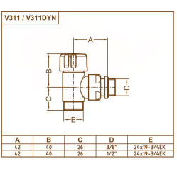 Термоклапан кутовий ХРОМ Ø1/2″ х 24-19 CYLINDER THERMO Carlo Poletti Srl