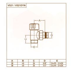 Термоклапан кутовий НІКЕЛЬ Ø1/2″ x 3/4″ EK TOP THERMO Carlo Poletti Srl.